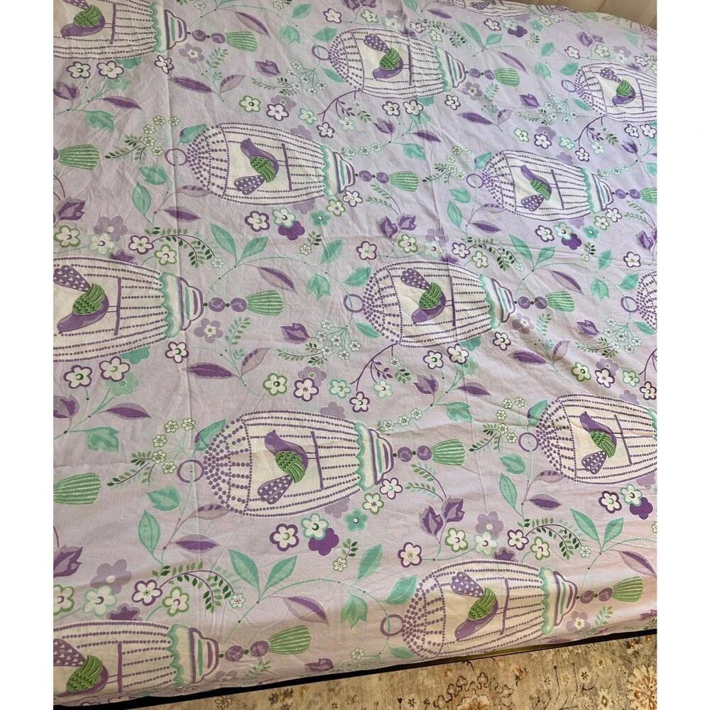 POTTERY BARN KIDS Bird Duvet Cover‎ Lavender Girls Birdcage Floral Twin Flora